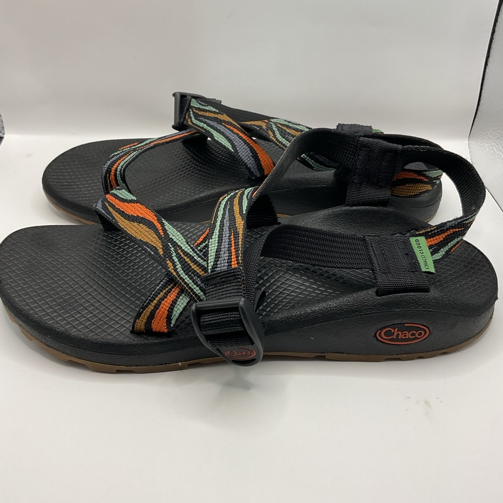 Chaco Z/Cloud Black Sandles Colorful Gush Rust Orange/Tan/Blue, Size W 10 - Picture 2 of 9